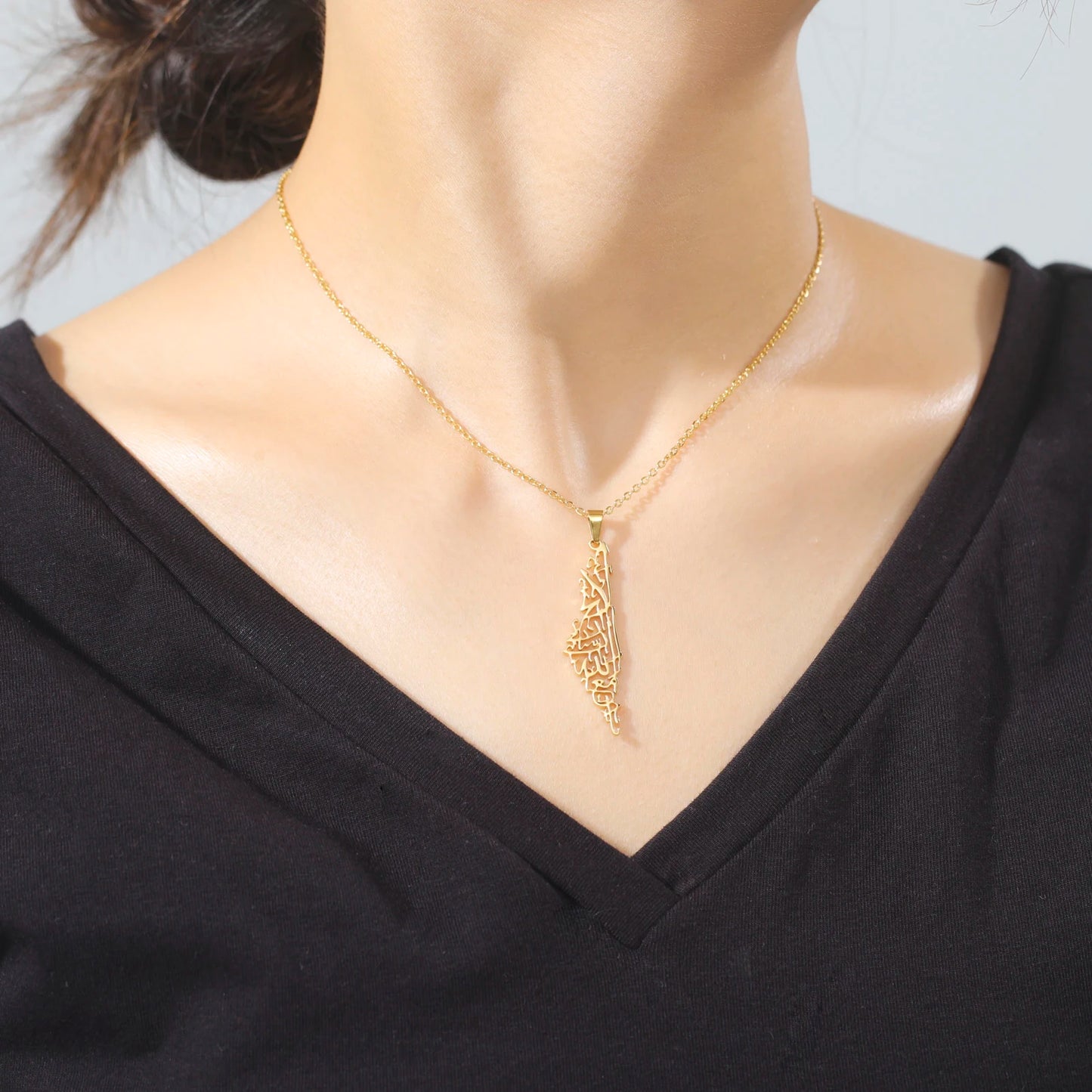 Palestine Map Necklace