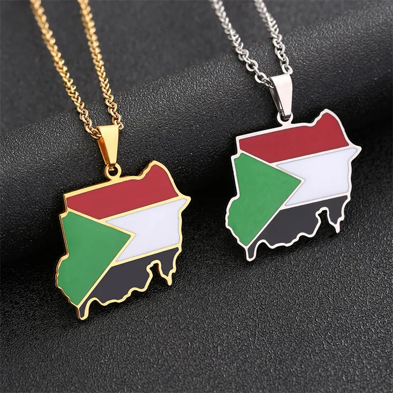 Sudan Map Flag Necklace