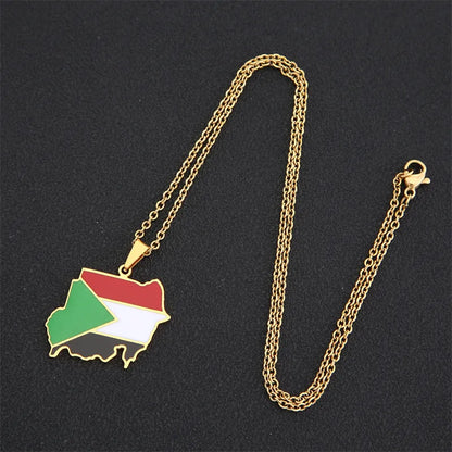 Sudan Map Flag Necklace