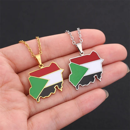 Sudan Map Flag Necklace