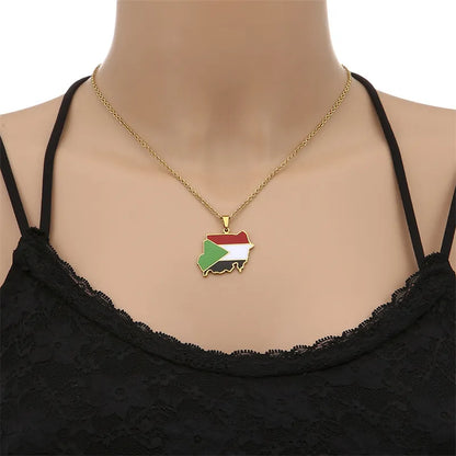 Sudan Map Flag Necklace