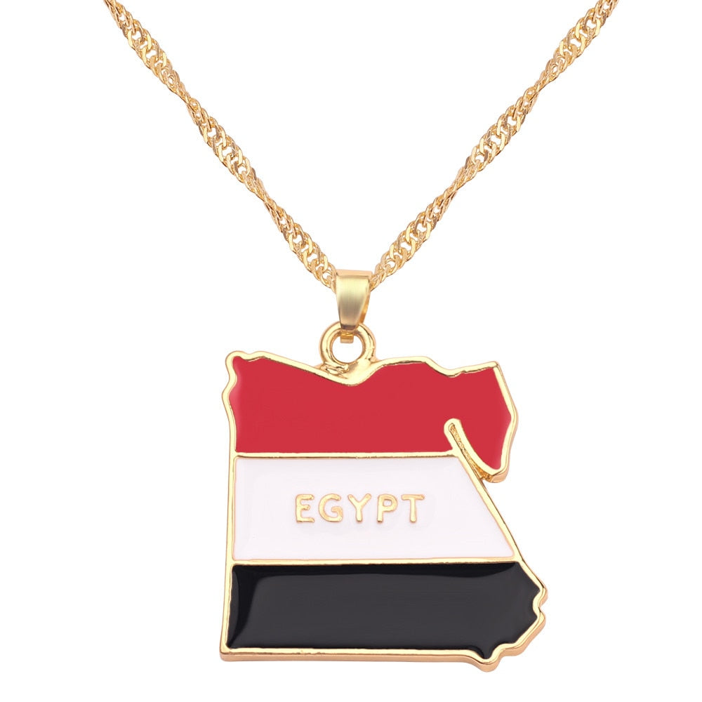 Egypt Country Map & Flag Necklace