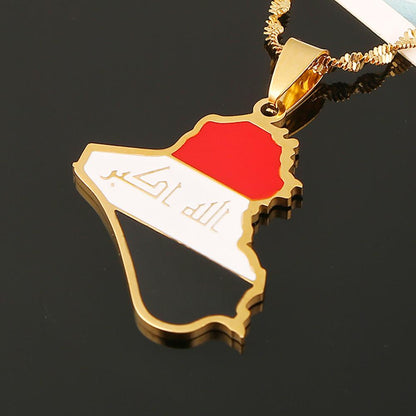 Iraq Map and flag Necklace