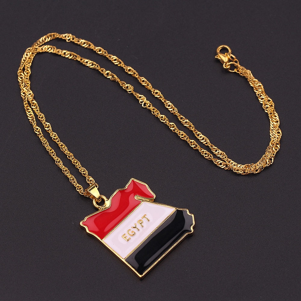 Egypt Country Map & Flag Necklace