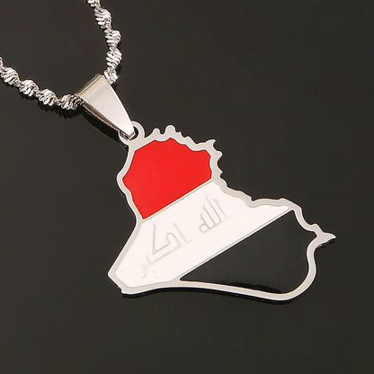 Iraq Map and flag Necklace