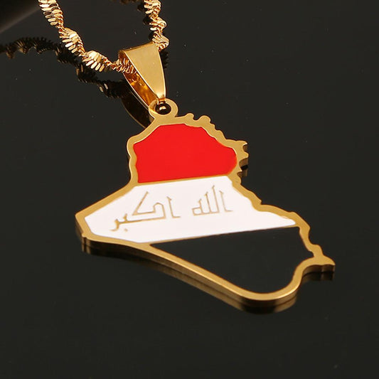 Iraq Map and flag Necklace