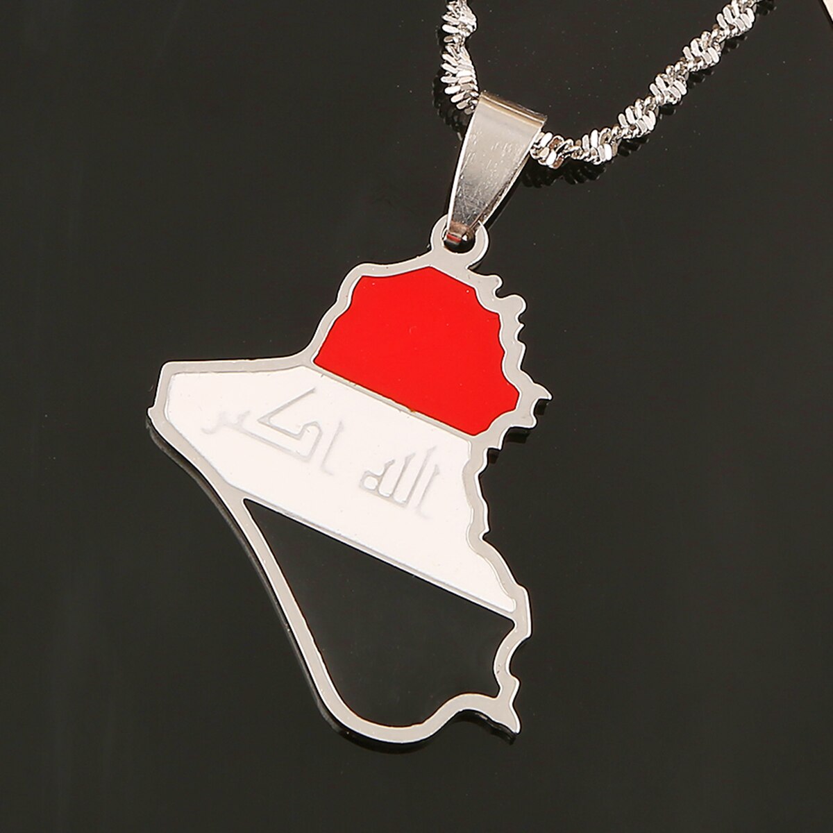 Iraq Map and flag Necklace