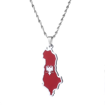 Albania Eagle Map Flag Pendant Necklaces