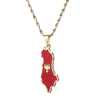 Albania Eagle Map Flag Pendant Necklaces